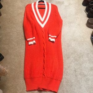 Pop of Orange Knitted Sweater Dress